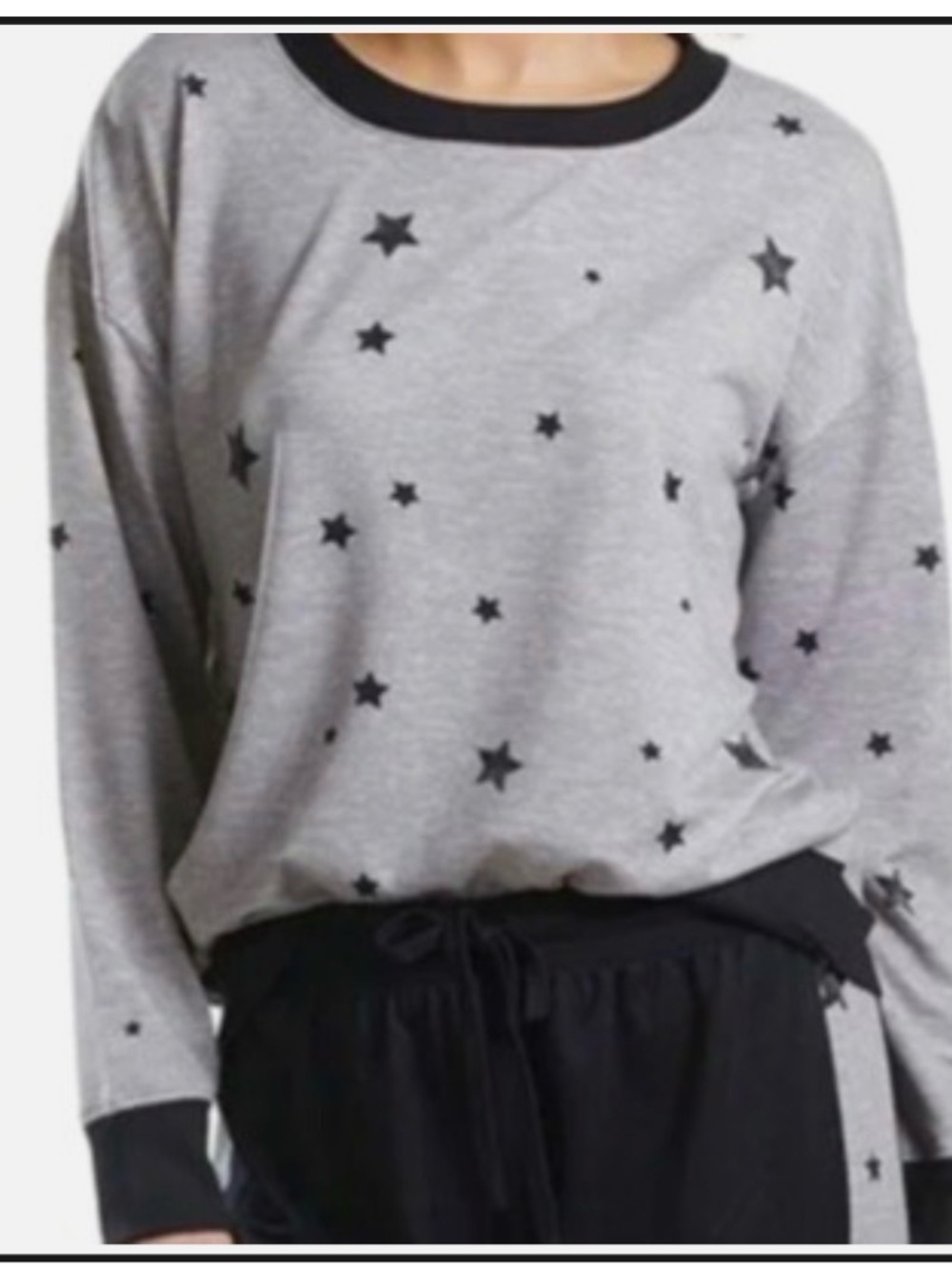 SPLENDID gray & black sweater with stars. Size Medium